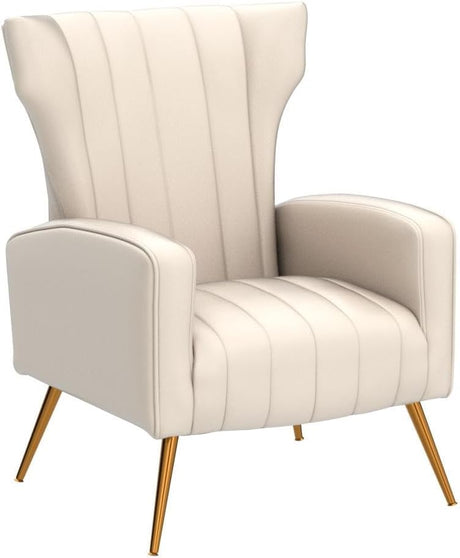 Modern Velvet Accent Chair for Living Room, Bedroom or Office with Stylish Metal Legs