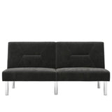 Mara 69 Inch Futon Sofa Bed in Velvet Fabric, Modern Armless Upholstered Couch Sleeper for Small Spaces