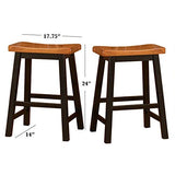 Christopher Knight Home Pomeroy 24" Saddle Stools, 2-Pcs Set, Walnut / Black