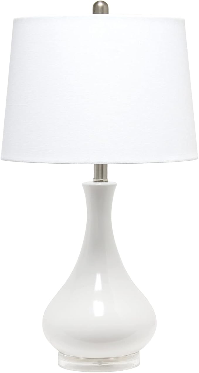 Ceramic Genie Tear Drop Shaped Glossy Table Lamp, Rose Pink