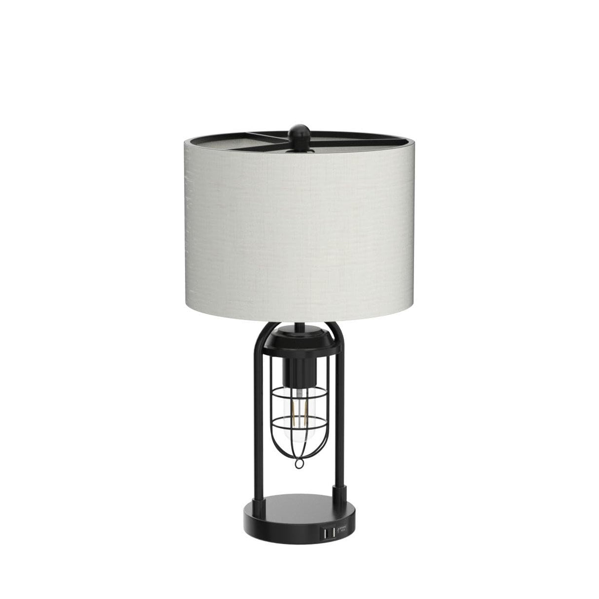 21'' Industrial Table Lamps Set of 2 with Night Light & USB Port