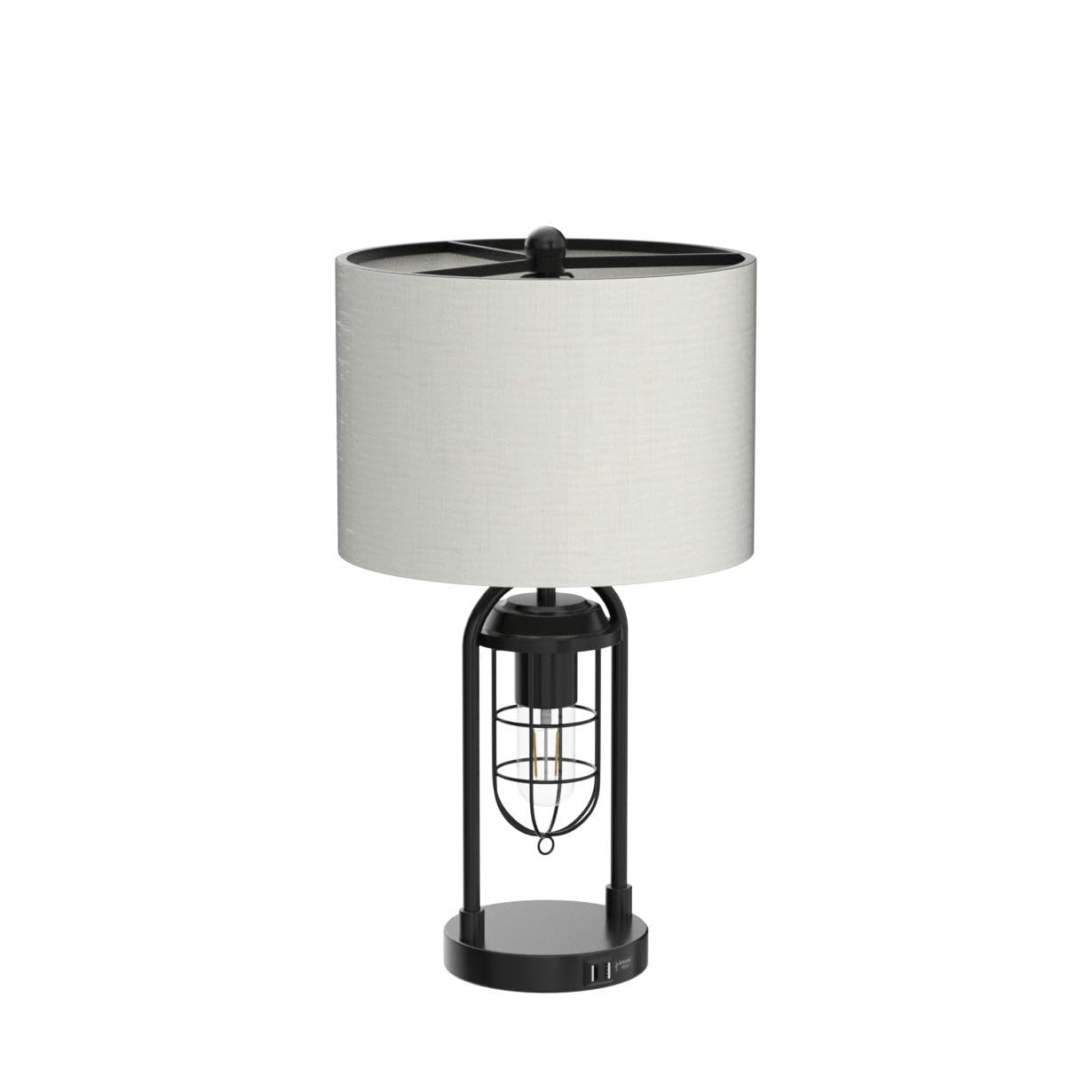 21'' Industrial Table Lamps Set of 2 with Night Light & USB Port