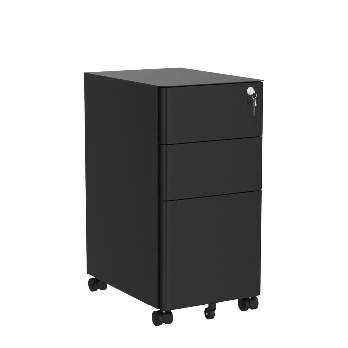 3-Drawer Slim File Cabinet with Lock, Mobile Metal Office Storage Filing Cabinet