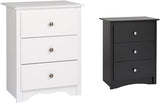 Sonoma White and Black Tall 3-Drawer Nightstand