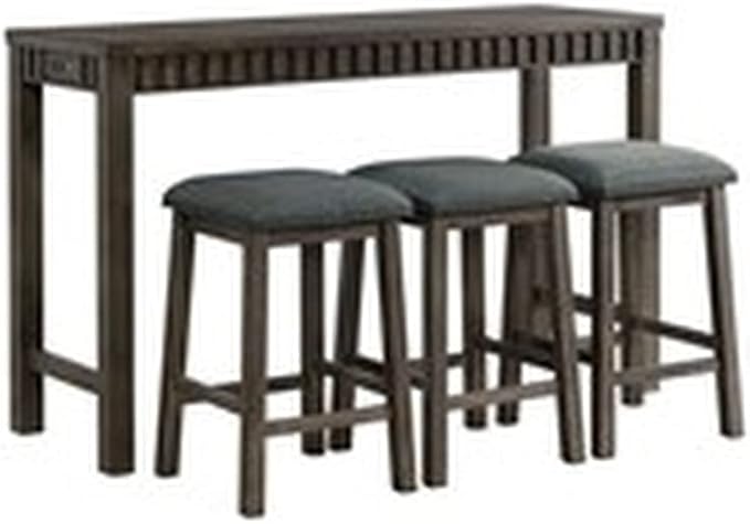 Montego Multipurpose Home, Kitchen, Dining Bar Living Room Sofa Table Set with 3 Upholstered Stools