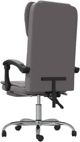 SKM Reclining Office Chair Gray Faux Leather (15.2 KG/33.44 LBS)