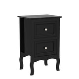 2Pcs Wooden Nightstand with Drawers, Drawers Nightstand Tall End Table Storage Two-Tier Black Night Tables Bedroom Set of Two for Home Living Room Bedroom (Black)