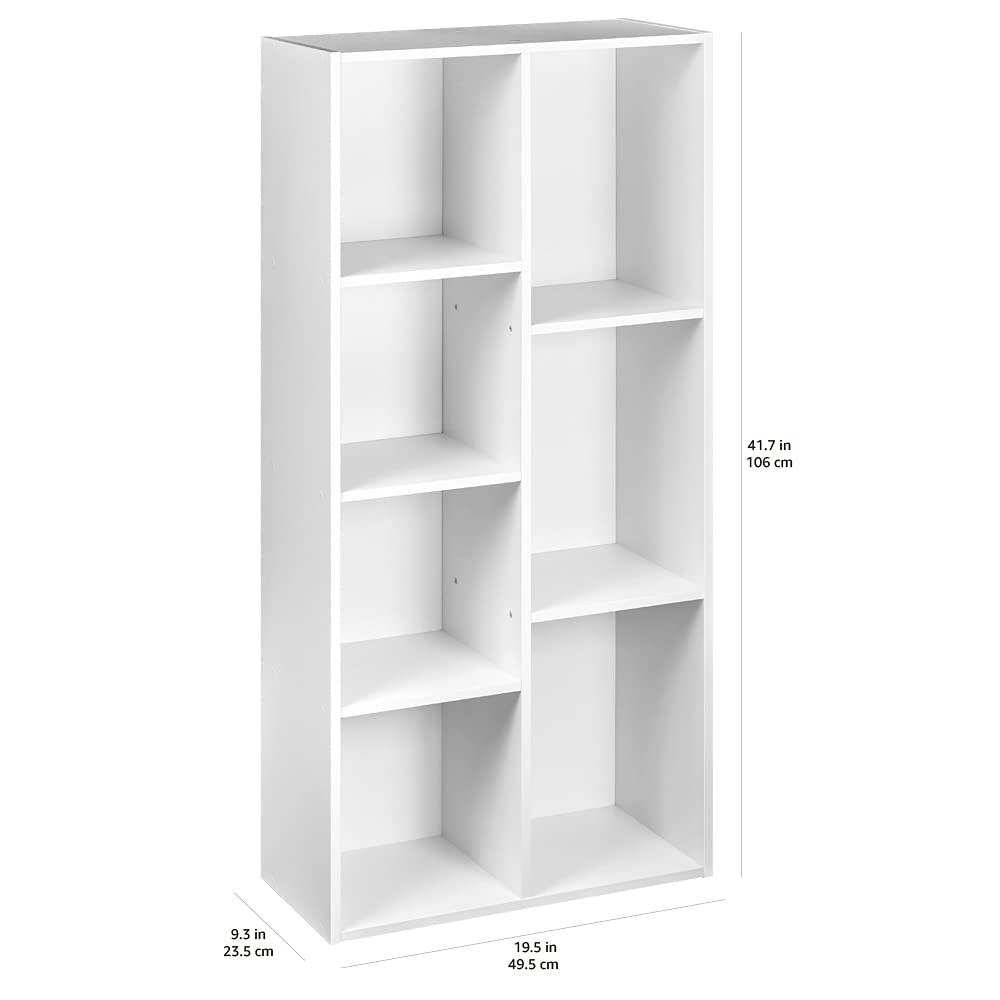 7 Cube Organizer Bookcase, White, 9.25 x 19.49 x 41.73 inch