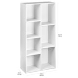 7 Cube Organizer Bookcase, White, 9.25 x 19.49 x 41.73 inch