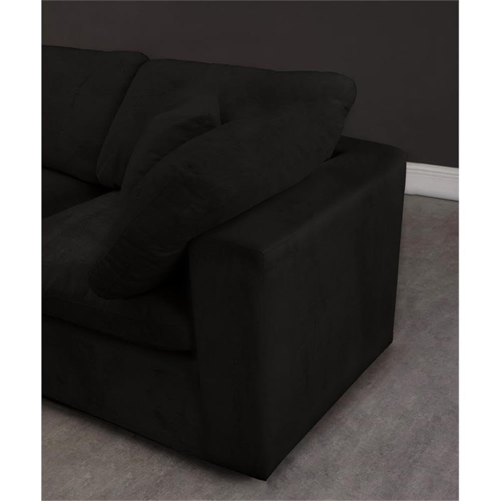 634Black-Sec5C Cozy Collection Contemporary Fiber Filled Comfort Overstuffed Velvet