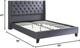 Polyfiber Upholstered Full Size Bed Featuring Nail Head Trim, Blue and Gray,