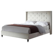Fabric Upholstered Wingback Queen Platform Bed - Beige