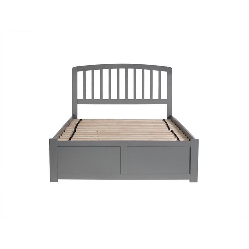 Solid Wood Full Platform Bed of with Twin Trundle in Gray