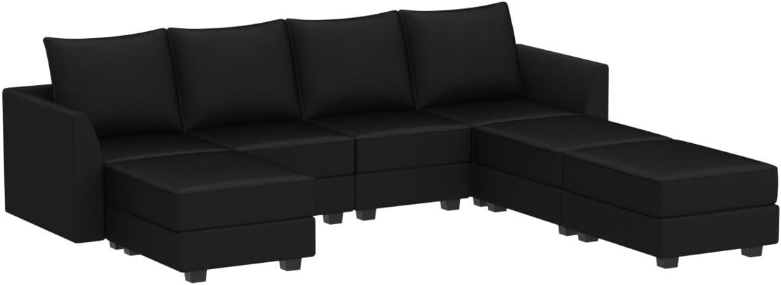 Modular Sectional Sofa Velvet U Shaped Couch with Ottomans Convertible Sectional