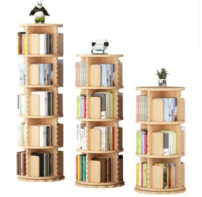 Bedroom Book Shelf Bookcase Pine Rotating Bookshelf Floor Solid Wood Simple Home