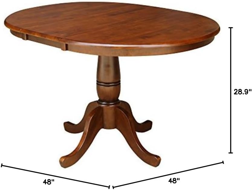 International Concepts Standard Height 36-Inch Round Extension Table with 12-Inch Leaf,