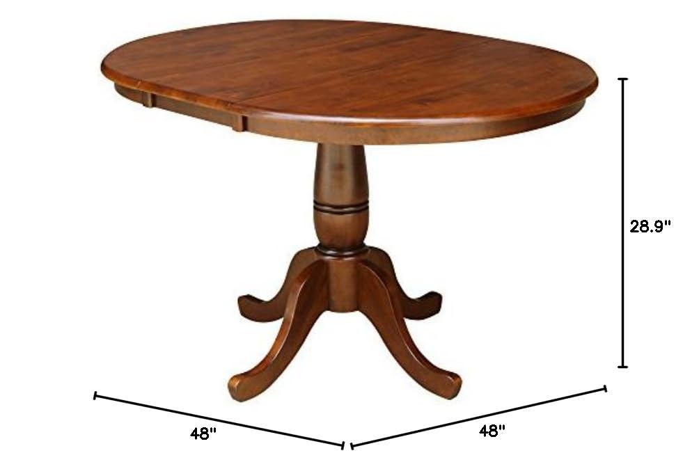 International Concepts Standard Height 36-Inch Round Extension Table with 12-Inch Leaf,