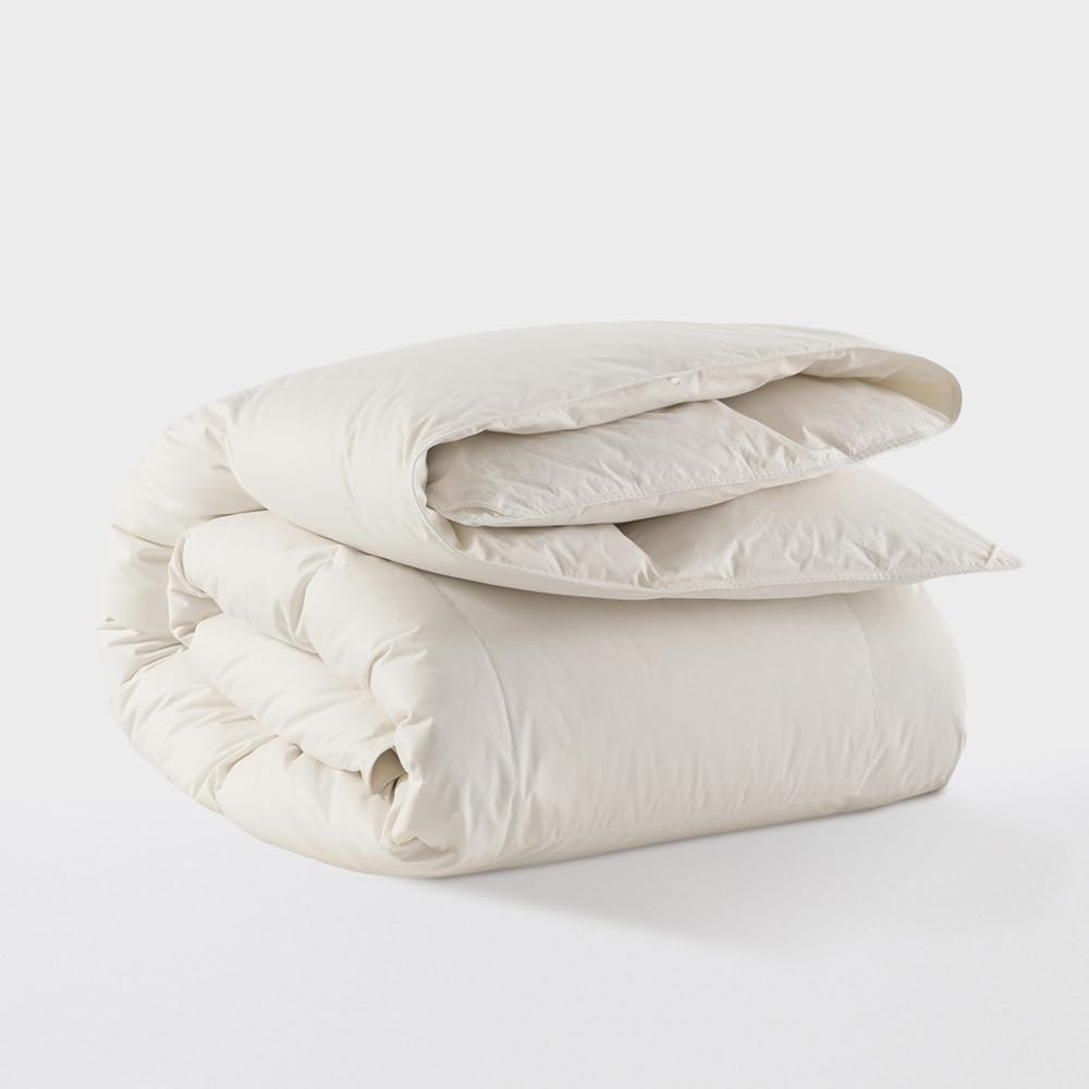 Down Comforter King Size, Recycled White Down and Kapok Blended Filling Winter Duvet