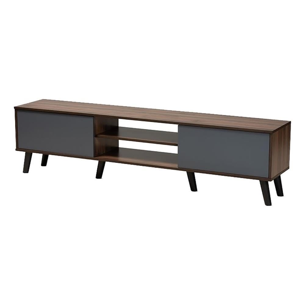 Modern Engineered Wood TV Stand for TVs up to 70" in Walnut/Gray