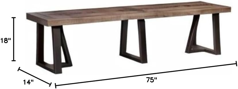 Furniture Prairie Bench, Reclaimed Natural and Black Finish