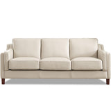 Bella Top Grain Leather Sofa Couch, 84", Vanilla White - Feather Down,