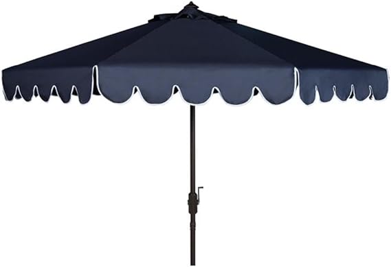 Outdoor Venice White and Black 11-foot Round Crank UV Protected Umbrella