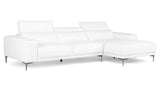 Rousso Leather Sofa with Ratcheting Headrests - Right Chaise - White