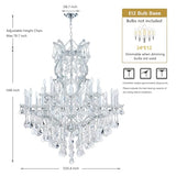 Large Silver Modern Crystal Chandelier Light Fixtures - 24 Lights, Pendant Light Foyer