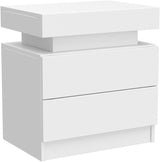 i-aplus Nightstand Set of 2 LED Nightstand with 2 Drawers, Bedside Table