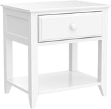 Nightstand with Drawer and Shelf, White