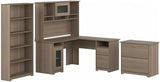 L Shaped Desk with Hutch, 5 Shelf Bookcase and Lateral File Cabinet | Cabot Collection