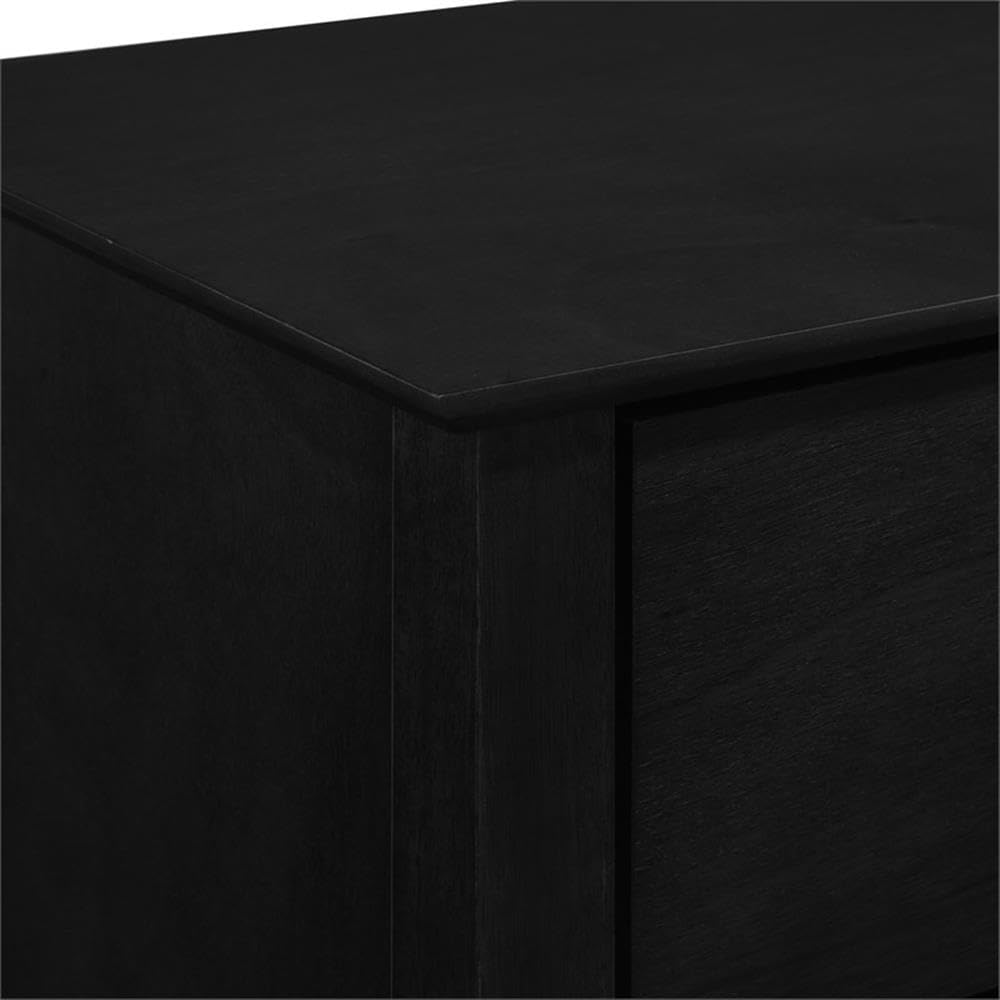 Gemini Solid Wood Two Drawer Nightstand, Black