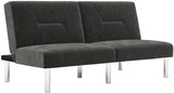 Mara 69 Inch Futon Sofa Bed in Velvet Fabric, Modern Armless Upholstered Couch Sleeper for Small Spaces