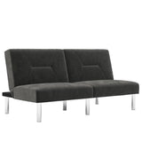 Mara 69 Inch Futon Sofa Bed in Velvet Fabric, Modern Armless Upholstered Couch Sleeper for Small Spaces