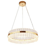 Clear Crystal LED Ceiling Chandelier Fixture Modern Golden Crystal Prism Pendant