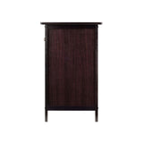 Modern 1 Drawer Wooden End Table Nightstand with Cabinet in Espresso