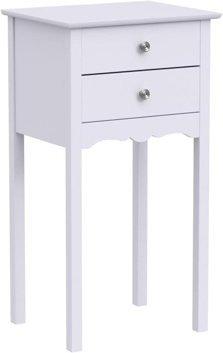 2 Pcs End Table w/ 2 Drawers Side Table Nightstand Multi-Purpose Accent Table Living Room