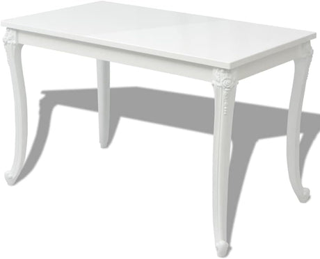 Dining Table 45.7" High Gloss White Dinner Table Home Kitchen Desk