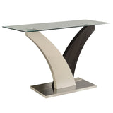 Tri Contemporary Glass Top Console Table in White and Gray