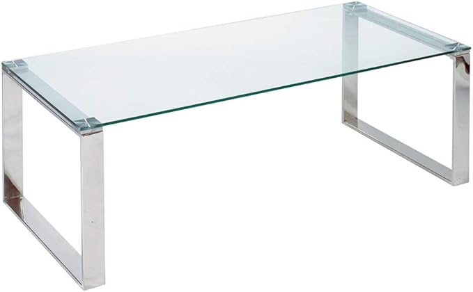 Polished Stainless Steel Legs and Durable Glass Top, Modern Home Furniture