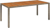 Patio Table with Wooden Top Gray 74.8"x35.4"x29.5" Poly Rattan