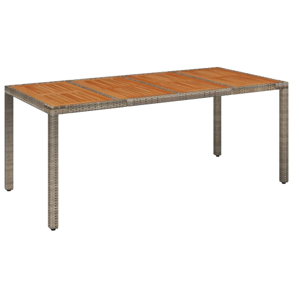 Patio Table with Wooden Top Gray 74.8"x35.4"x29.5" Poly Rattan