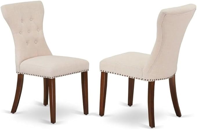 GAP7T40 Gallatin Parson Kitchen Chairs - Button Tufted Nailhead Trim Dahlia Linen Fabric Padded Dining Chairs