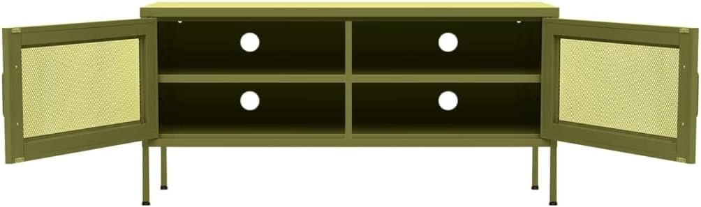 Steel TV Stand with Adjustable Levelers, Olive Green, 41.3"x13.8"x19.7"