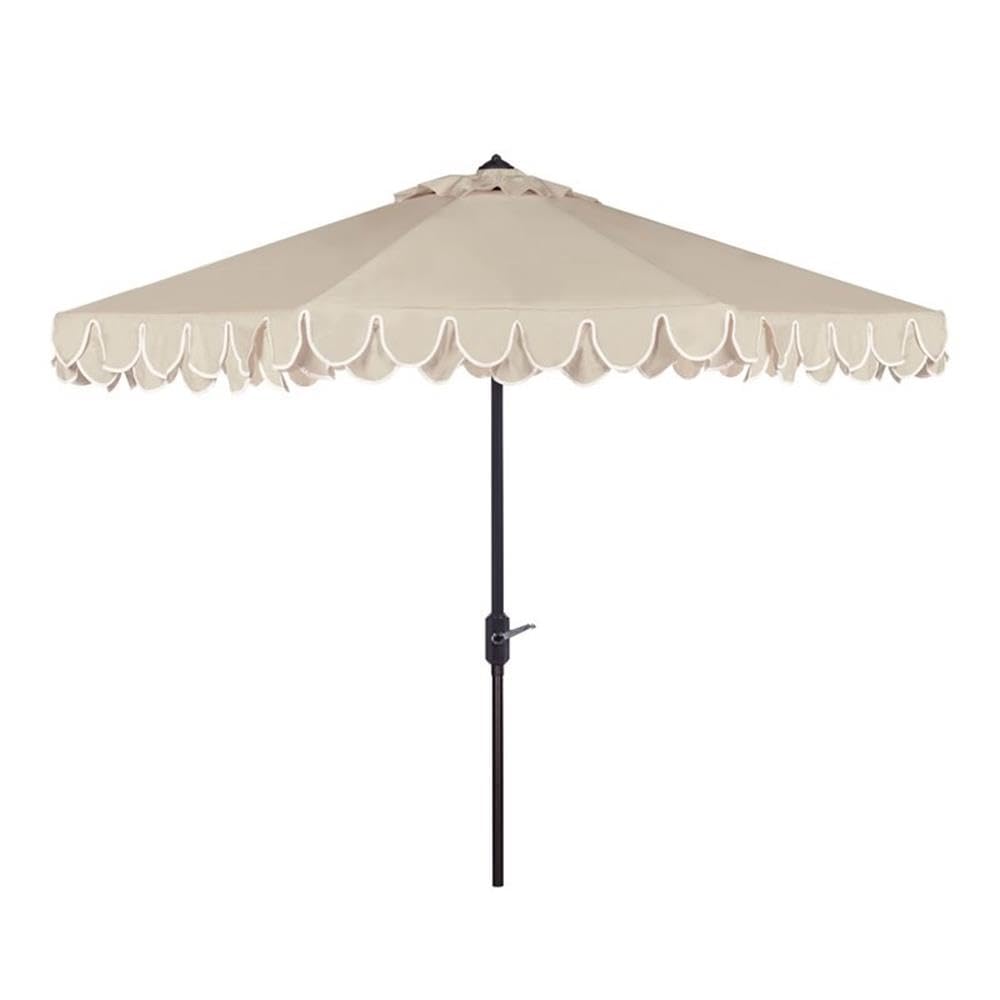 Outdoor Elegant Valance Beige and White 11-foot Round UV Protected Umbrella