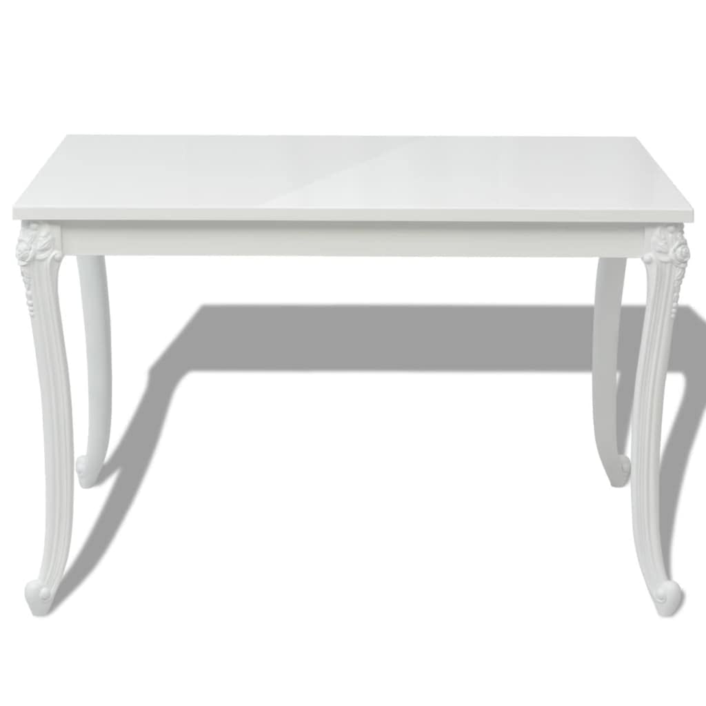 Dining Table 45.7" High Gloss White Dinner Table Home Kitchen Desk