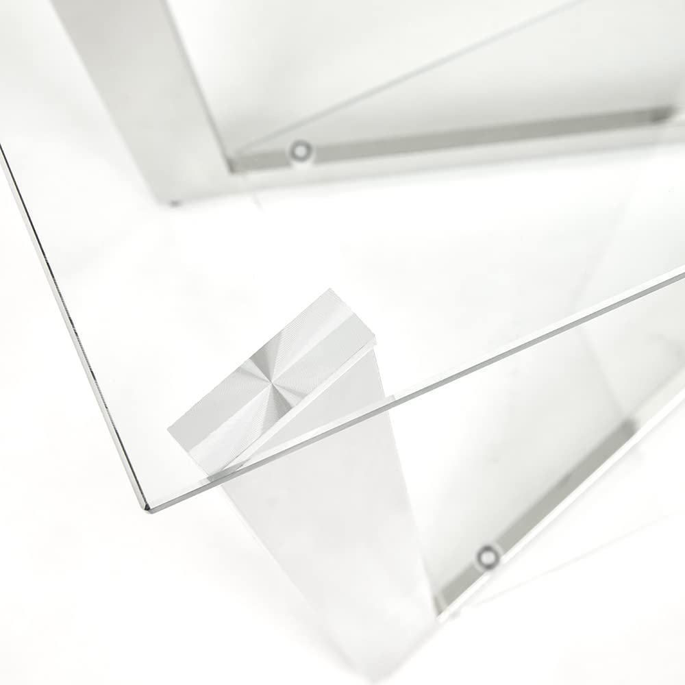 Townley Collection Console Table with Polished Stainless Steel Legs and Durable Glass Top