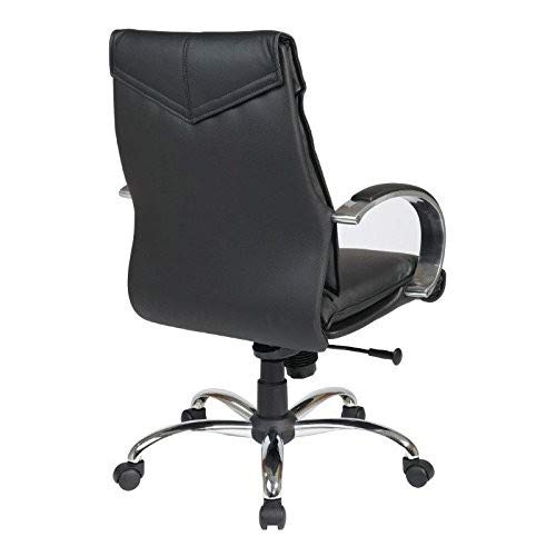 Office Star 8200 Series Deluxe Mid Back Executive Leather Office Chair with Chrome Base