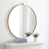 32" Contemporary Metal Frame Hooked Mirror in Brass