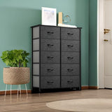 10 Drawer Dresser - Fabric Storage Tower, Organizer Unit for Bedroom, Living Room